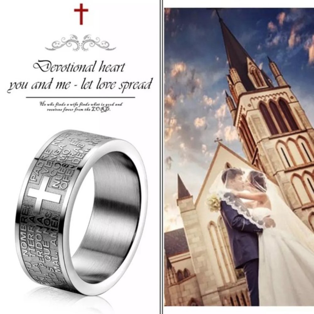 8mm Cross Stainless Steel Ring Men’s / Women’s - Picture 7 of 8